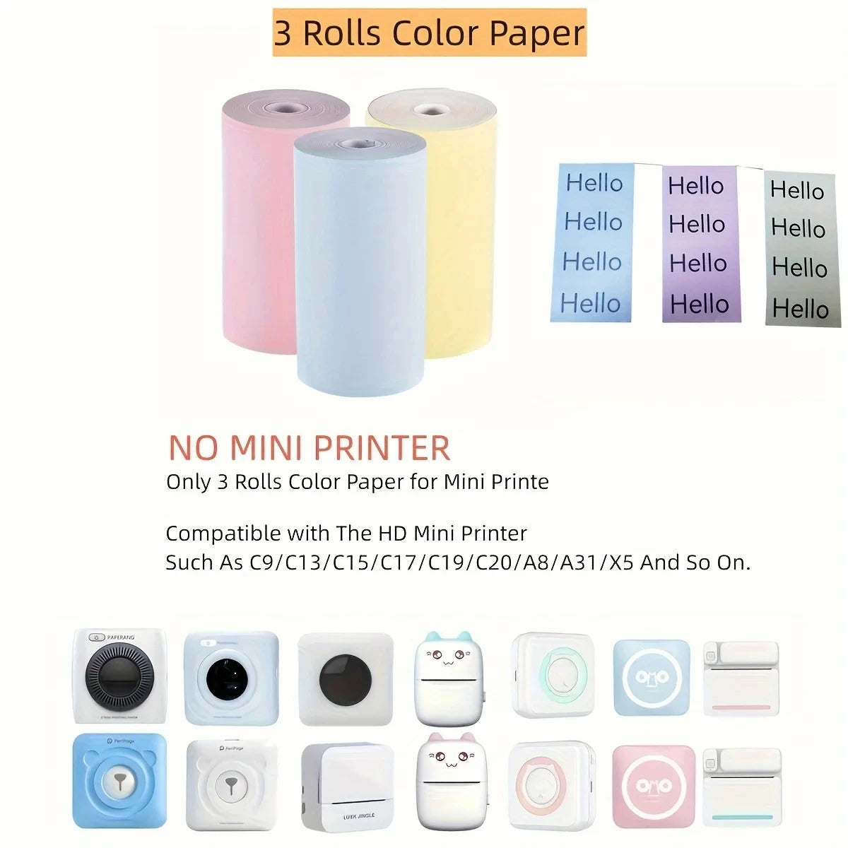 White Self-Adhesive Paper For Mini Portable Pocket Mobile Printer 57mm