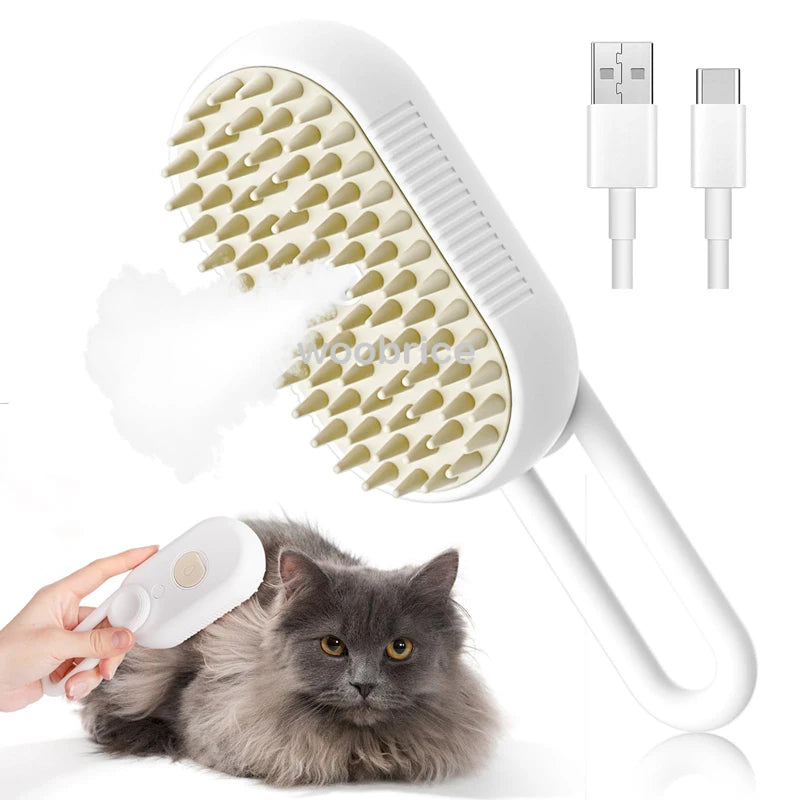 Electric Dog and Cat Steamer Brush For Grooming