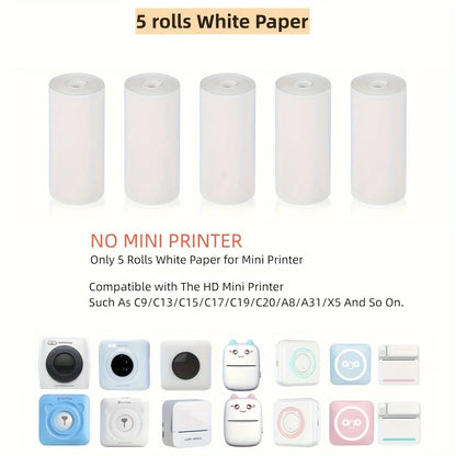 White Self-Adhesive Paper For Mini Portable Pocket Mobile Printer 57mm