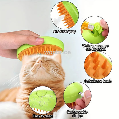 Electric Dog and Cat Steamer Brush For Grooming