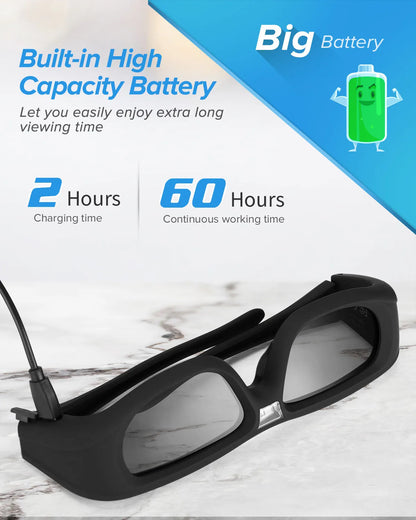 DLP Active Shutter 3D Glasses 96~144Hz For Optoma Acer Home ViewSonic