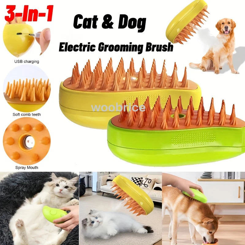 Electric Dog and Cat Steamer Brush For Grooming