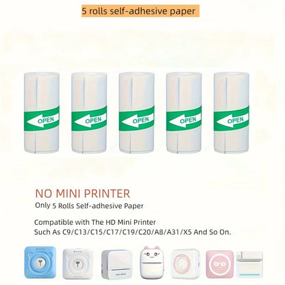 White Self-Adhesive Paper For Mini Portable Pocket Mobile Printer 57mm